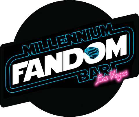 Star Wars inspired Fandom Wars Logo with text "Millennium Fandom Bar, Las Vegas"